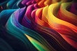 Wavy satin abstract background wallpaper. Rainbow colored digital art made with Generative AI