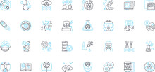 Aerospace Engineering Linear Icons Set. Avionics, Propulsion, Aerodynamics, Structures, Satellites, Rocketry, Materials Line Vector And Concept Signs. Control,Navigation,Hypersonics Outline
