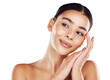 © Khushboo/peopleimages.com - Skincare, thinking and face of woman with beauty on isolated, png and transparent background. Dermatology, facial wellness and happy female person relax with natural cosmetics, makeup and smooth skin