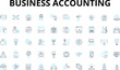© Nina - Business accounting linear icons set. Taxation, Bookkeeping, Auditing, Cashflow, Profitability, Balance-sheet, Financial-statements vector symbols and line concept signs. Generative AI