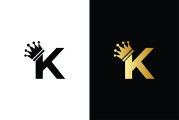 initial letter K crown logo, king royal brand company logo design vector template