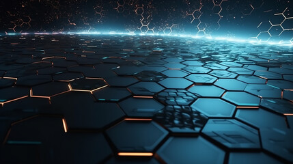 abstract blue background with hexagons