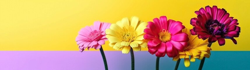 Wall Mural - Spring banner for 8 march, mother's day, colorful vibrant bouquet of various flowers. Generative AI