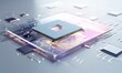 © yj - iridescent white computer chip, minimalism high end graphic design. generative AI