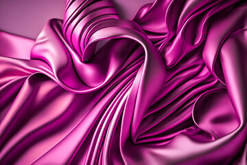 Abstract pink purple silk background. Luxury cloth or wave liquid. Abstract pleated texture cloth soft wave, creases of satin, silk, and smooth elegant cotton. Shiny satin. Made with Generative AI