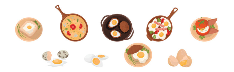 Poster - Tasty Egg Dish as Fresh and Healthy Morning Protein Meal Vector Set