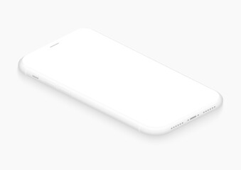 Wall Mural - totally soft isometric white vector smartphone. 3d realistic empty screen phone template for inserti