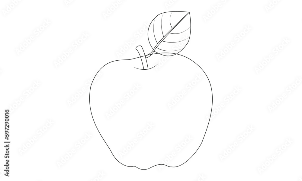 Apple Fruit Coloring Page for Kids and adults Stock Vector | Adobe Stock