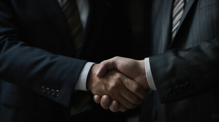 Handshake business concept. Neural network AI generated.