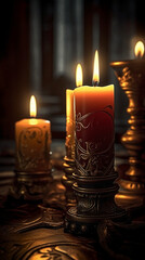 Poster - Candlelight, realistic photography background. AI generative