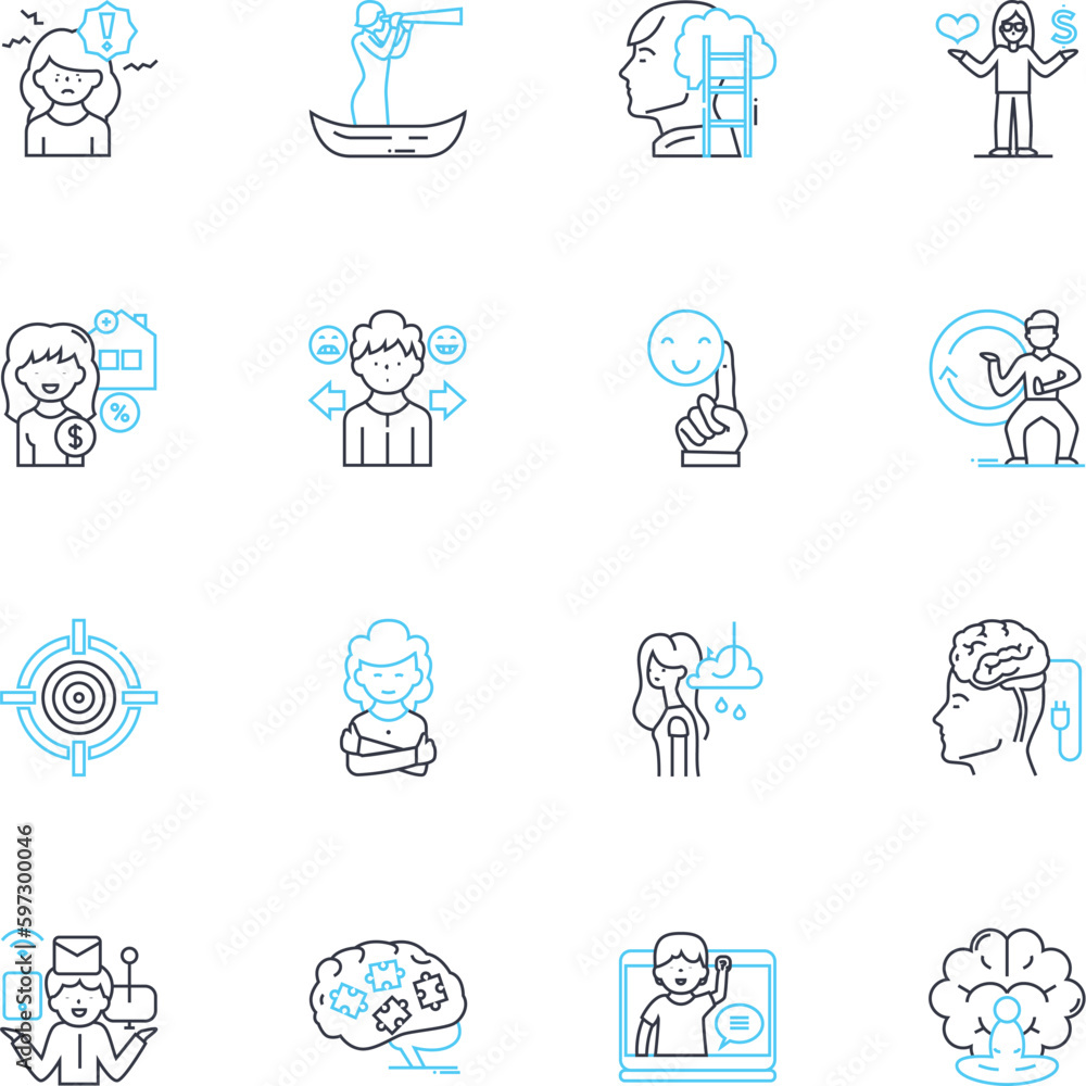 Time efficiency linear icons set. Streamlined, Productive, Expedient ...