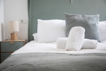 Canvas Print - hotel bedroom in pastel colors