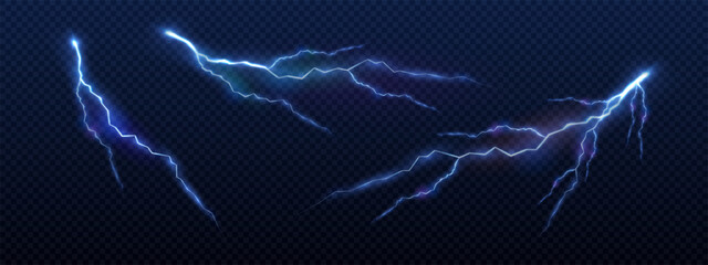 Wall Mural - Vector lightning, thunderstorm light effect. Abstract background in the form of lightning. Powerful charge of nature force. Isolated illustration EPS10