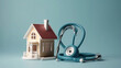 House check. miniature house and stethoscope, generative ai