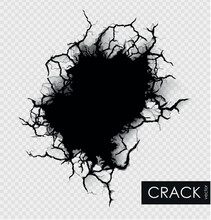 Crack On The Wall With Broken Pieces