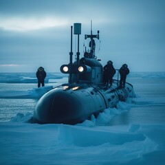 submarine dips beneath the ice. generative ai