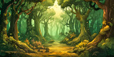 Fototapeta Las - fantasy seamless forest background