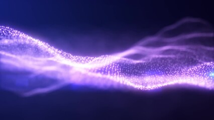 Wall Mural - abstract looping purple energy waves from particles of futuristic high-tech glowing background, vide
