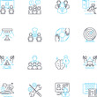 Partnership coalition linear icons set. Collaboration, Alliance, Unity, Synergy, Partnership, Coalition, Jointly line vector and concept signs. Mutualism,Teamwork,Synergy outline illustrations