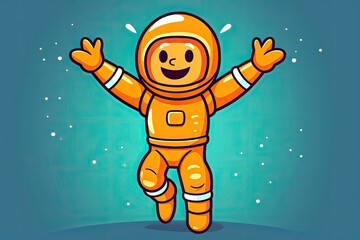 Wall Mural - cartoon character wearing an orange space suit. generative ai