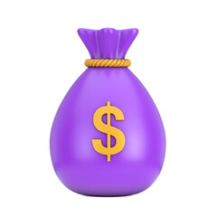 Aufkleber - Purple Money Bag with Dollar Sign Web Icon. 3d Rendering