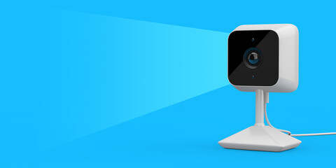 Aufkleber - White Modern Web Camera with Blank Space for Your Design in Shape of Watch Screen Light. 3d Rendering