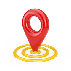 Fototapete - Cartoon Target Red Map Pointer Pin. 3d Rendering