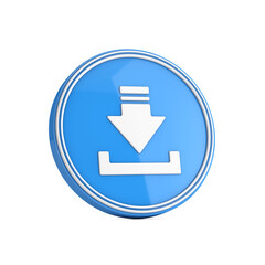 Aufkleber - Download Icon in Blue Circle Button. 3d Rendering