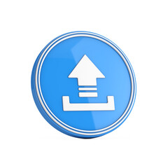 Aufkleber - Upload Icon in Blue Circle Button. 3d Rendering