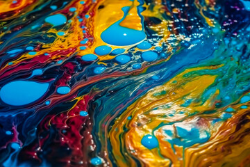 Poster - Beautiful Abstraction  Background Texture of Vibrant Liquid Paints in Blending Flow Mixing Together. 3d Rendering