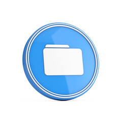 Leinwandbilder - Folder Icon in Blue Circle Button. 3d Rendering
