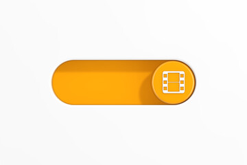 Poster - Yellow Toggle Switch Slider with Simple Film Icon. 3d Rendering