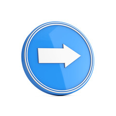 Leinwandbilder - Right Direction Arrow Icon in Blue Circle Button. 3d Rendering