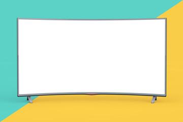 Poster - Modern Curved Led or LCD TV with Blank Screen for Your Design. 3d Rendering