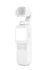 Leinwandbilder - White Pocket Handheld Gimbal Action Camera in Clay Style. 3d Rendering