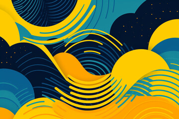 Poster - Hipster Abstract Blue and Yellow Geometric Elements Futuristic Background. 3d Rendering
