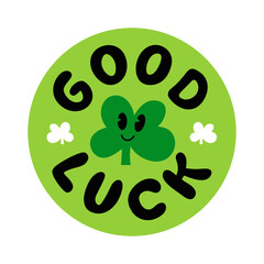GOOD LUCK logo stamp quote. Farewell, goodbye, bye. Good luck text lettering. Wish you luck. Vector illustration lucky quote. Fortune Design print for t shirt, pin label, badges, sticker, card