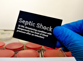 Sticker - Septic shock medical term, a life-threatening condition with extremely low level of blood pressure after an infection. SEPSIS 