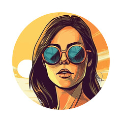 Sticker - young woman in sunglasses