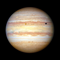 Wall Mural - jupiter with moon io casting a shadow toward the planet. enhanced colors, cleaning and higher defini