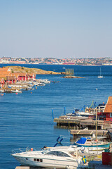 Poster - View of the Fiskebäckskil with boats and jetties on the Swedish west coast