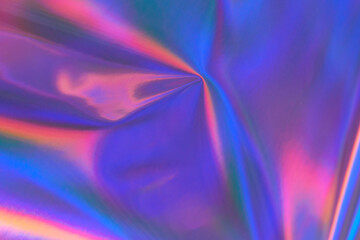 Aufkleber - Abstract holographic background 80s, 90s, 2000s style. Modern bright neon purple, blue, orange, pink metallic rainbow optimistic holographic foil texture. New wave, psychedelic retro futurism