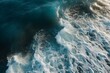 Overhead shot of crashing waves in clear blue Bali sea. Generative AI
