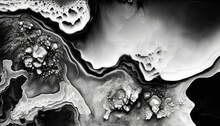 Flowing Modern Acrylic Pour Background In Beautiful Black And White Colors. Liquid Texture With White Particles. Generative AI.