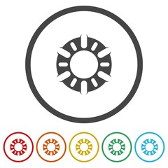 Wall Mural -  Sun logo. Set icons in color circle buttons