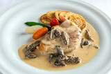 Fototapeta Londyn - Famous and traditional chicken with morels