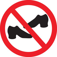 Canvas Print - Shoes not allowed in this area sign vector