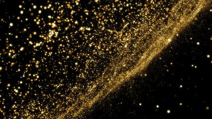 Sticker - Gold Sky. Abstract stardust smokey wave particles. Nano dynamic flow with 3d particles. Smoky dynamic wavy effect flow 4k and hd animation with abstract sparkles. Motion background.