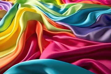 Luxurious colorful Rainbow silk texture background adds a touch of elegance perfect for fashion. Generative AI