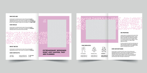 Wall Mural - Wedding Planners bifold brochure template. A clean, modern, and high-quality design bifold brochure vector design. Editable and customize template brochure